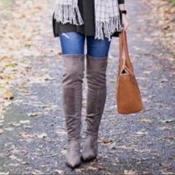 Marc Fisher Shoes - Marc Fisher Yakira Faux Suede Over-the-Knee Boots Size 7.5M Brownish Gray